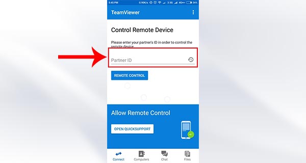 Masukkan ID Pada TeamViewer for Remote Control Di HP Pengendali