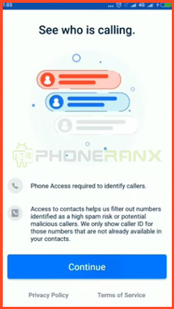 1 Buka Aplikasi Get Contact dan Klik Lanjutkan